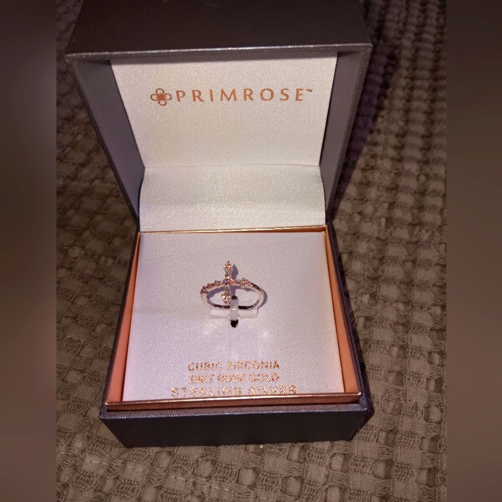 Primrose Cubic Zirconia 18kt Rose Gold Sterling Silver Ring